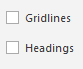 4. Print gridlines
and headings